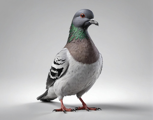 un pigeon avec une tête verte et des pattes noires