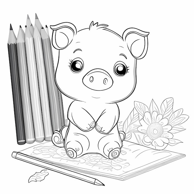 Photo piggy palooza livre de coloriage de cochon de dessin animé pour les enfants