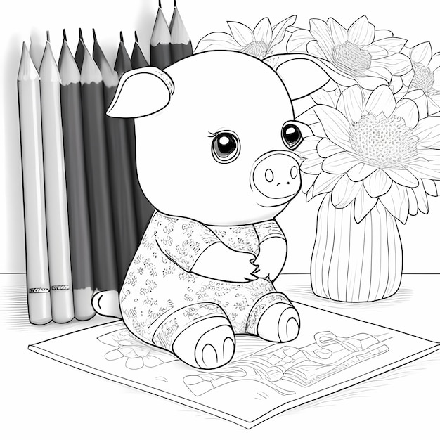 Photo piggy palooza livre de coloriage de cochon de dessin animé pour les enfants