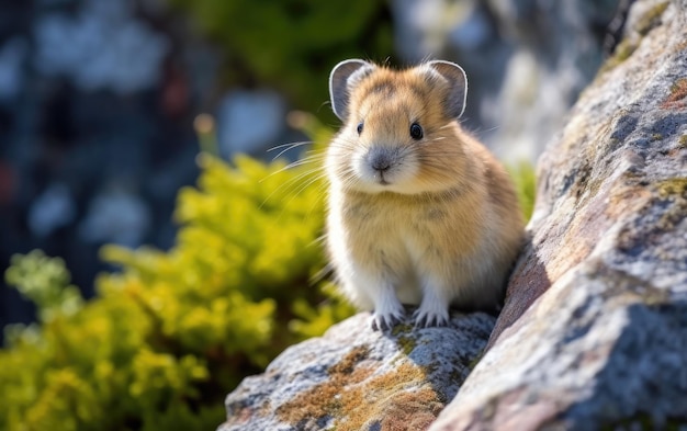 Pika Rocky Perch Cute pose sur la falaise