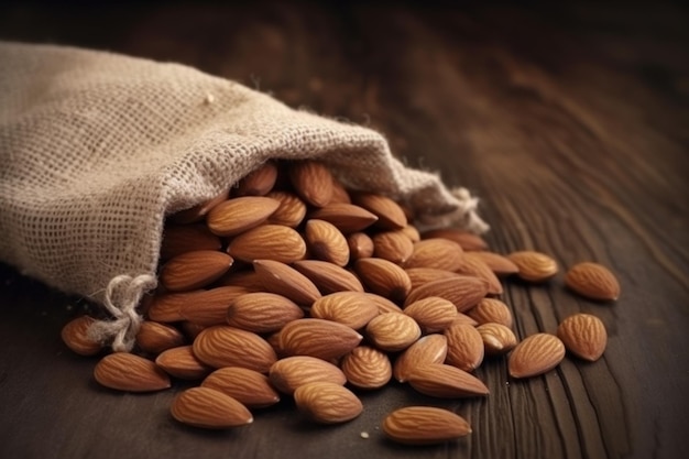 Pile d'amandes du sac Generate Ai