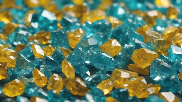 Une pile d'aquamarine et de jaune brillant et sec