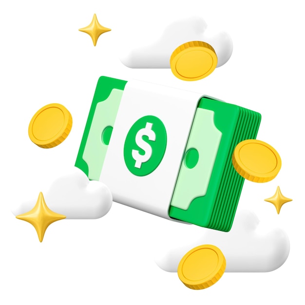 Une pile d'argent 3D, un autocollant png, une finance graphique, un fond transparent.
