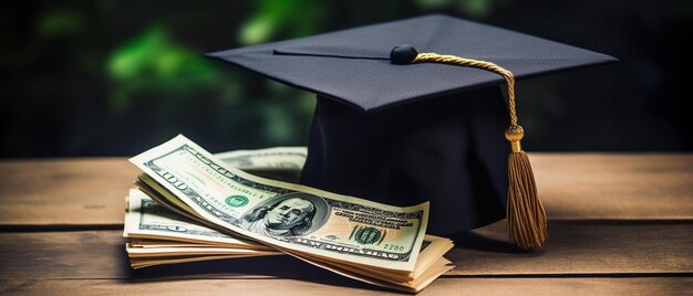 Photo une pile d'argent avec un chapeau d'obtention de diplôme