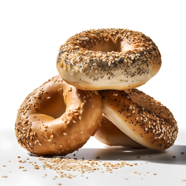 Une pile de bagels avec des graines de sésame sur le dessus