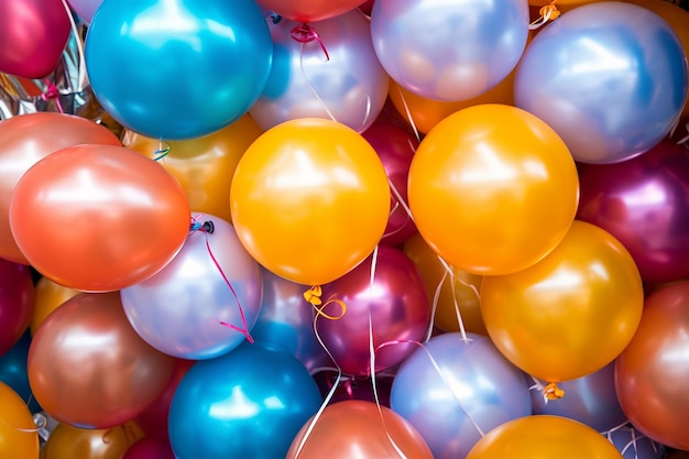 une pile de ballons colorés prêts à apporter de la joie générée par l'IA