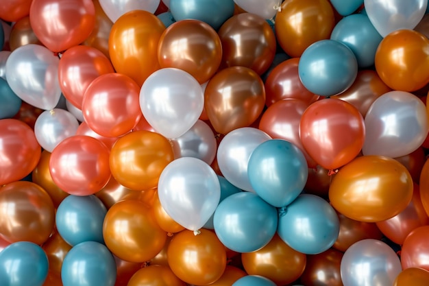 Une pile de ballons avec un qui dit "je t'aime" dessus