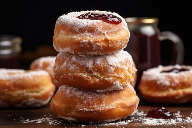 Photo une pile de beignets faits maison