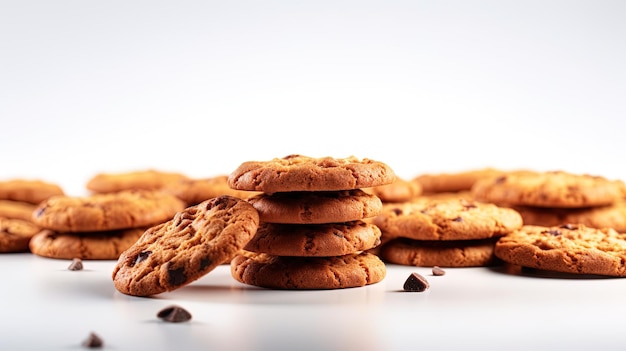 Photo une pile de biscuits au chocolat avec un fond blanc