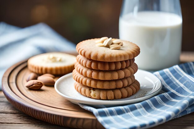 Une pile de biscuits aux amandes avec des amandes sur une assiette.