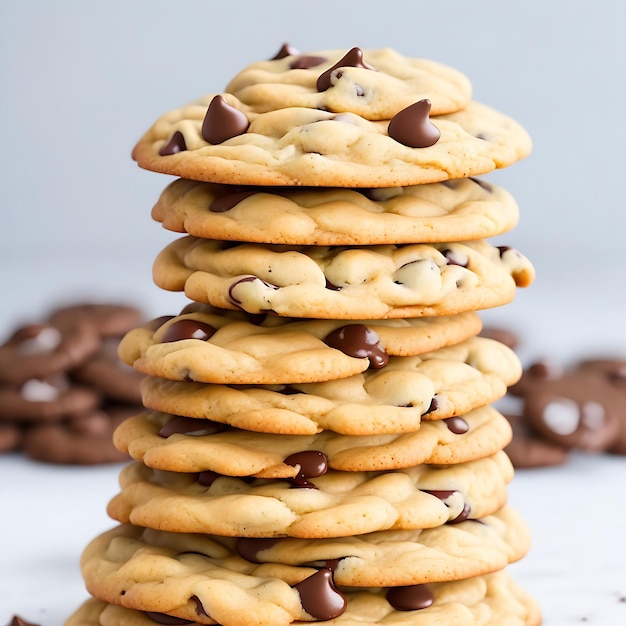 pile de biscuits aux pépites de chocolat avec pépites de chocolat généré par l'IA