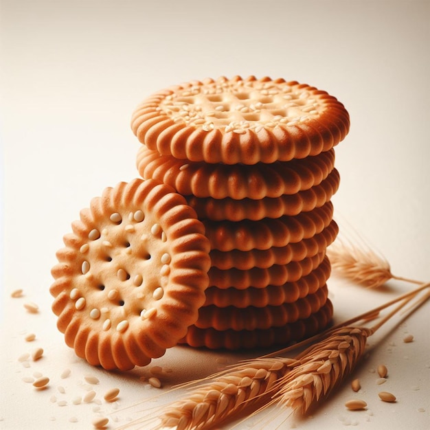 Une pile de biscuits sur un fond blanc