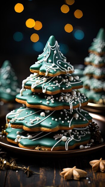 une pile de biscuits de Noël avec le mot Joyeux Noël sur le dessus