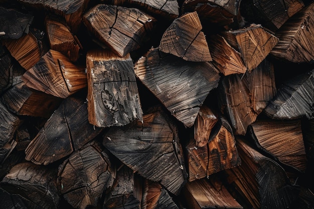 Une pile de bois de chauffage fraîchement coupé