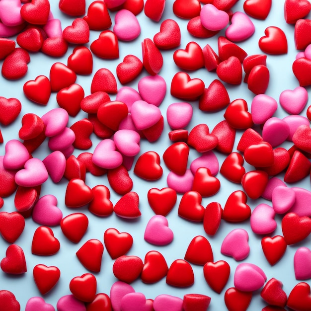 Une pile de bonbons en forme de cœur Un fond de bonbuns en forme de coeur