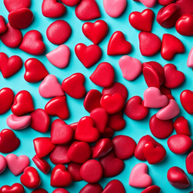 Une pile de bonbons en forme de cœur Un fond de bonbuns en forme de coeur