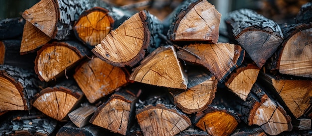 Une pile de bûches coupées