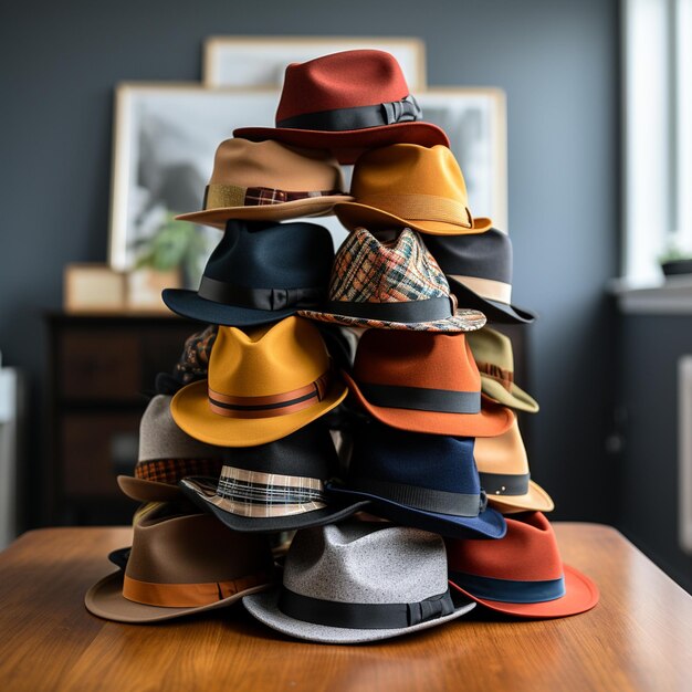 Photo une pile de chapeaux pour hommes v 52