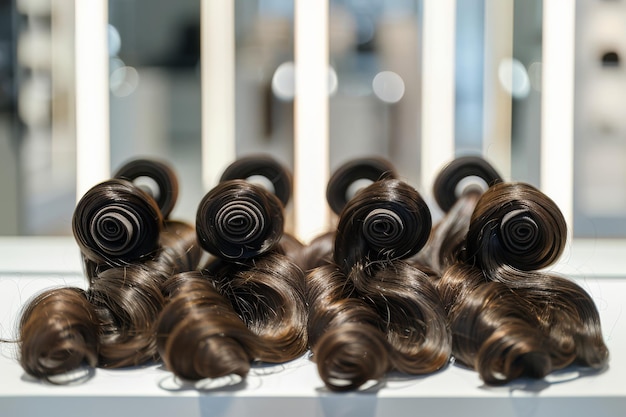 Photo une pile de cheveux sur la table