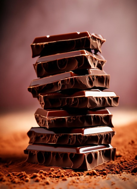 Pile de chocolat sur une table