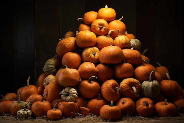 Une pile de citrouilles d'automne