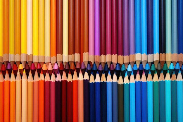 Une pile de crayons colorés à l'arrière-plan artistique