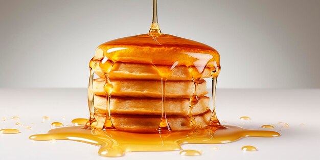 Photo une pile de crêpes avec du miel un symbole de maslenitsa nourriture maison petit déjeuner sain