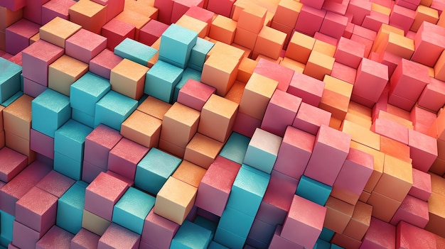 une pile de cubes colorés avec un qui dit « le mot » en bas.