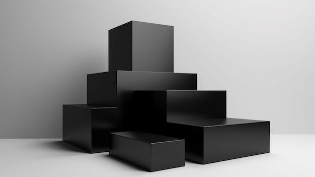 Une pile de cubes noirs avec le mot cube sur le dessus.