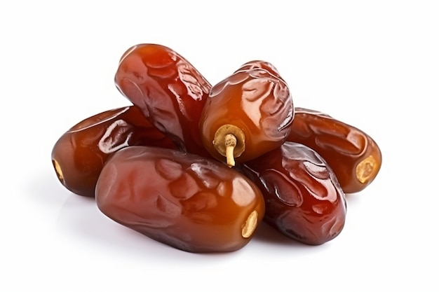 une pile de dates sur une surface blanche