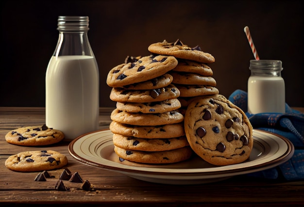 Pile de délicieux cookies aux pépites de chocolat