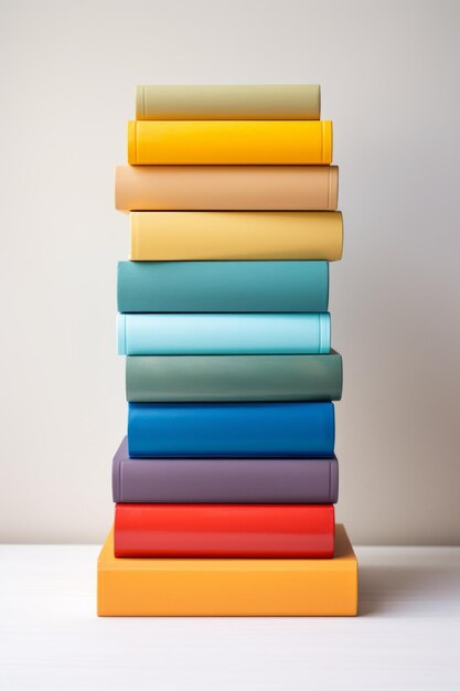 Photo une pile de dix livres colorés