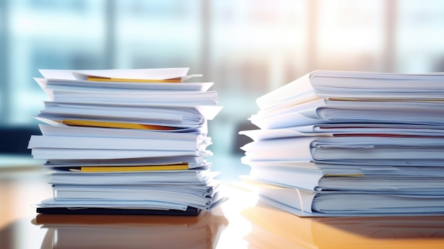 Photo pile de documents sur le bureaucréé avec la technologie generative ai