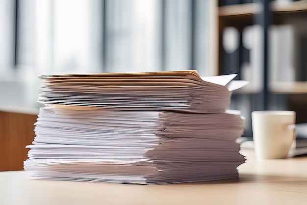 pile de documents sur la table dans le bureau espace libre pour le textepile de documents sur la table dans le bureau