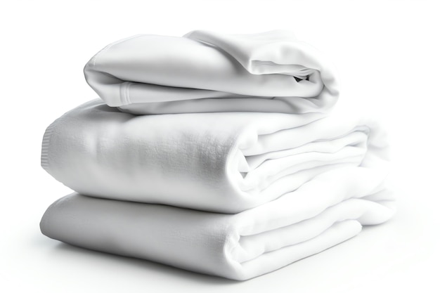 Une pile de draps blancs impeccables isolés