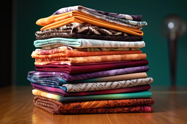 Photo une pile d'échantillons de tissu avec différents motifs et couleurs