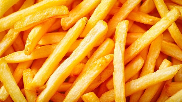 Une pile de frites bien assemblées