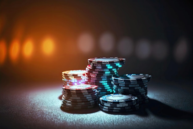 Une pile de jetons de casino à payer au gagnant du jeu