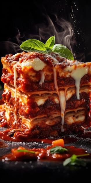 Une pile de lasagnes empilées les unes sur les autres