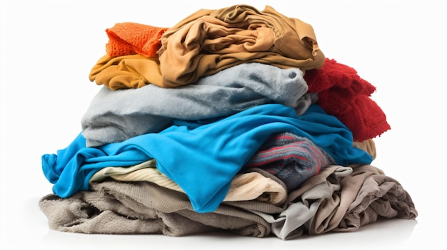 Une pile de linge sale isolée sur un fond blanc