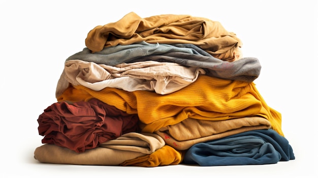 Une pile de linge sale isolée sur un fond blanc