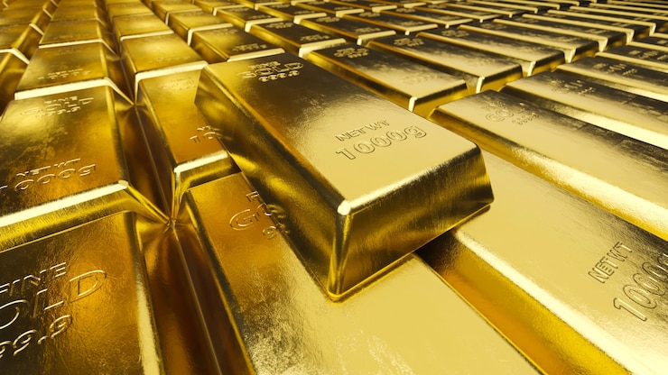 Photo pile de lingots d'or. concept bancaire ou financier.