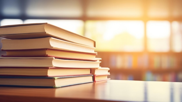 Une pile de livres assis sur une table en bois