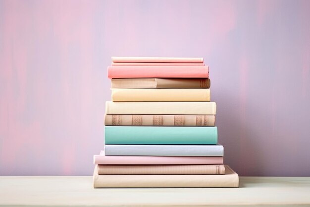 Pile de livres aux couleurs pastel douces Illustration générative de l'IA