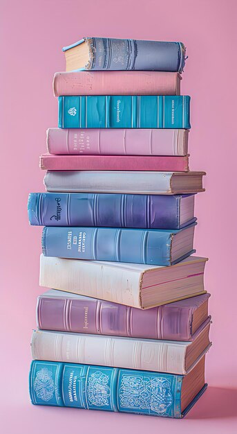 Une pile de livres aux couleurs pastel