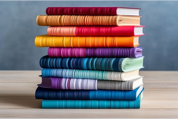 une pile de livres colorés avec des couvertures vibrantes générées par l'IA