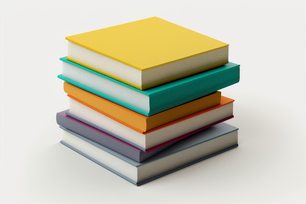 Pile de livres colorés sur fond blanc