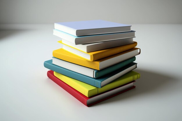 Pile de livres colorés sur fond blanc