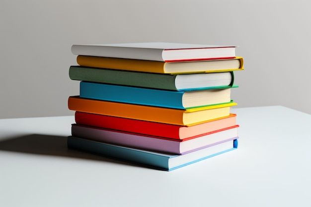 Pile de livres colorés sur fond blanc