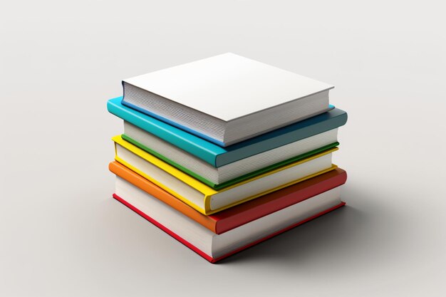 Pile de livres colorés sur fond blanc